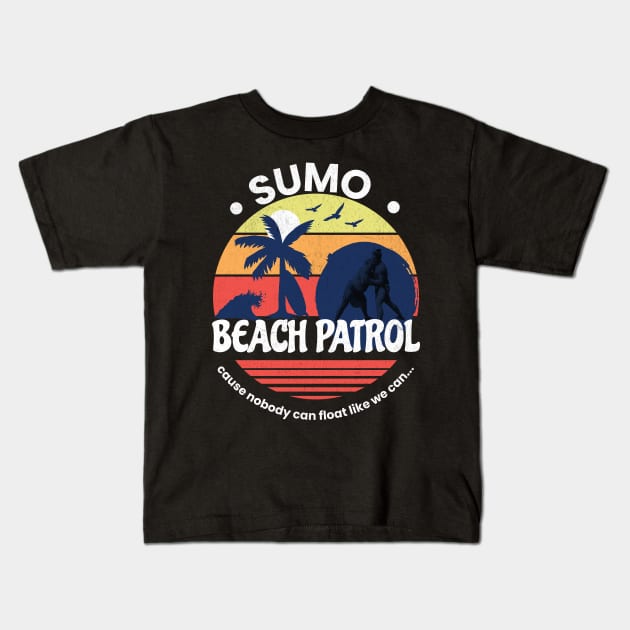 Sumo Beach Patrol Kids T-Shirt by Afro-Manga